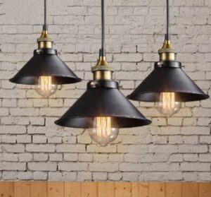 Black Retro Ceiling Lamp with Iron Vintage Pendant – Cebu Image