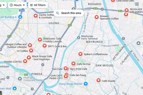 Map of Cafe in Pasig City