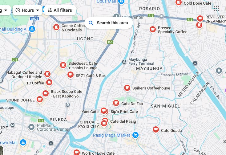 Map of Cafe in Pasig City