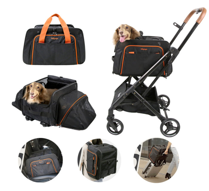 JetPaw: 3-in-One Pet Stroller with Removable Airline-Approved Carrier Expandable Rolling Pet Carrier-Backpack for Dogs & Cats